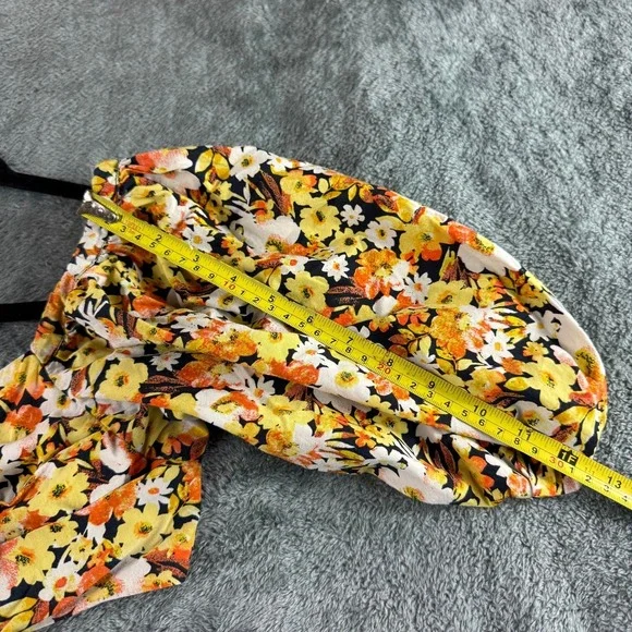 Free People Floral Print Puff‎ Sleeve Cutout Wide Leg Jumpuit Size Small - Picture 8 of 14